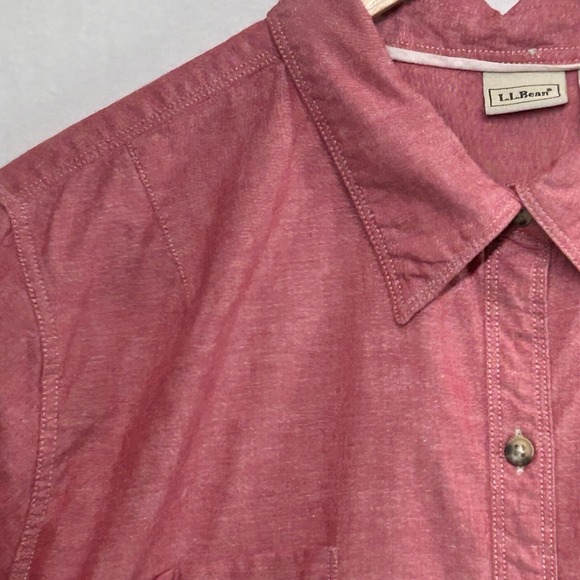 LL Bean Womens‎ 2X Sun Washed Red Cotton Long Sleeve Button Up Shirt Relaxed Fit - Picture 3 of 12